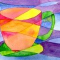 colorful coffeecup with watercolors